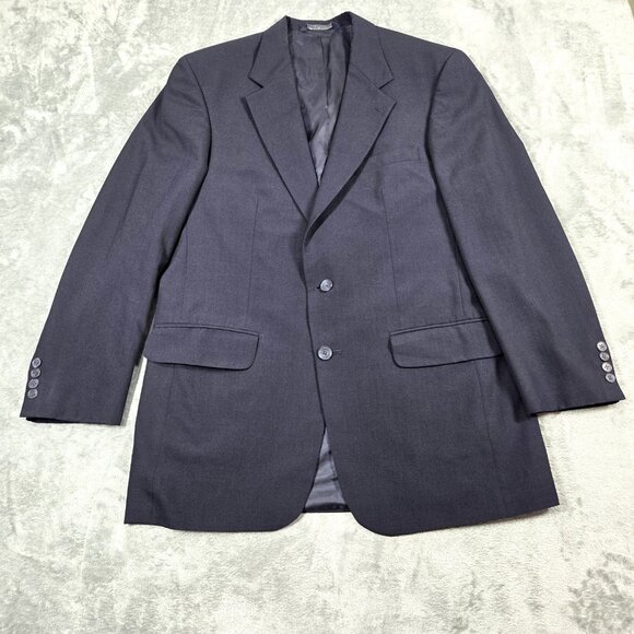 Lands End Sport Coat Mens 40L Navy Wool Preppy Career Office Blazer Suit Jacket - Picture 1 of 11